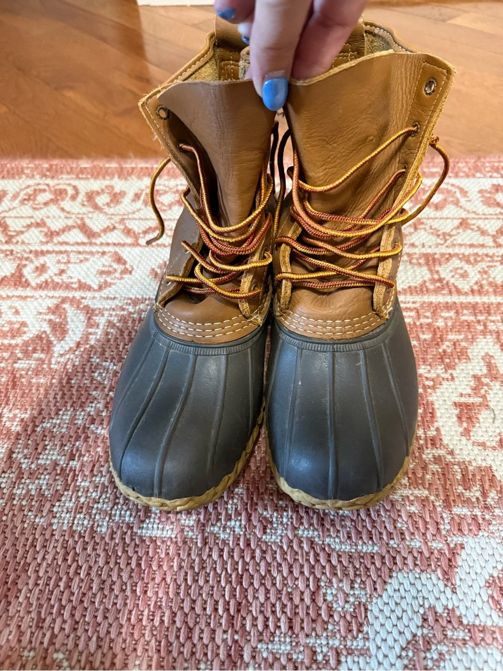 L.L. Bean Brown Leather and Black Rubber Duck Boots